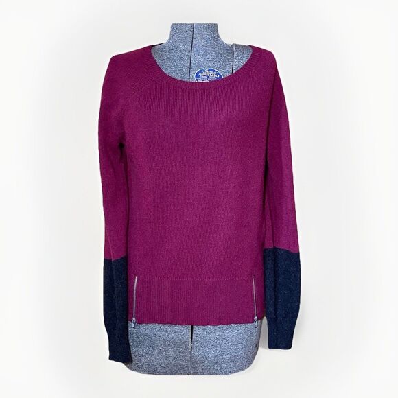 Eileen Fisher Italian Yarn Colorblock Sweater Women’s Small burgundy Charcoal - Picture 10 of 10